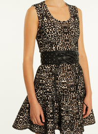 Robe patineuse sans manches imprimé animal - Noir & Ivoire