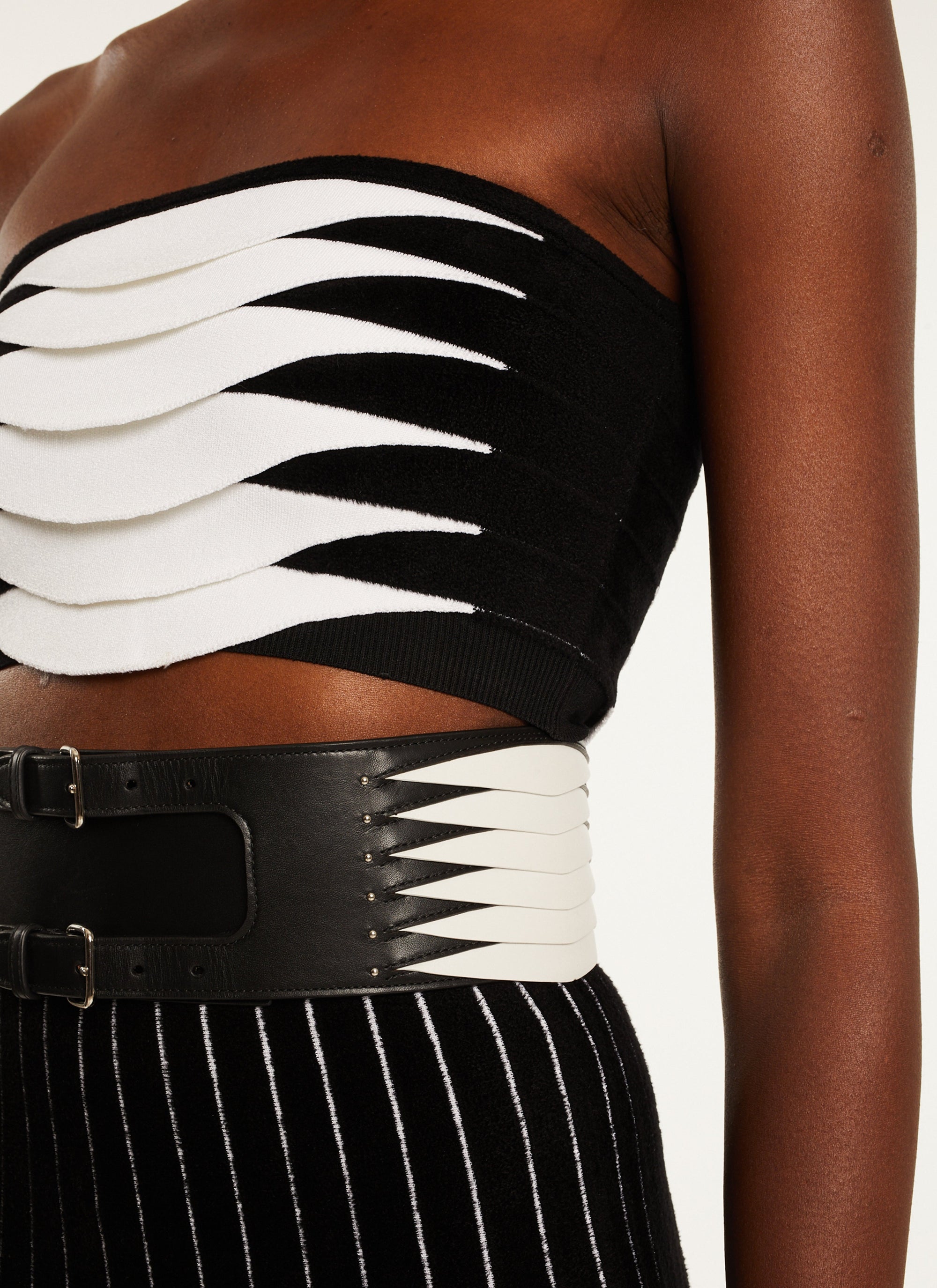 Graphic print bandeau bra - Black & White