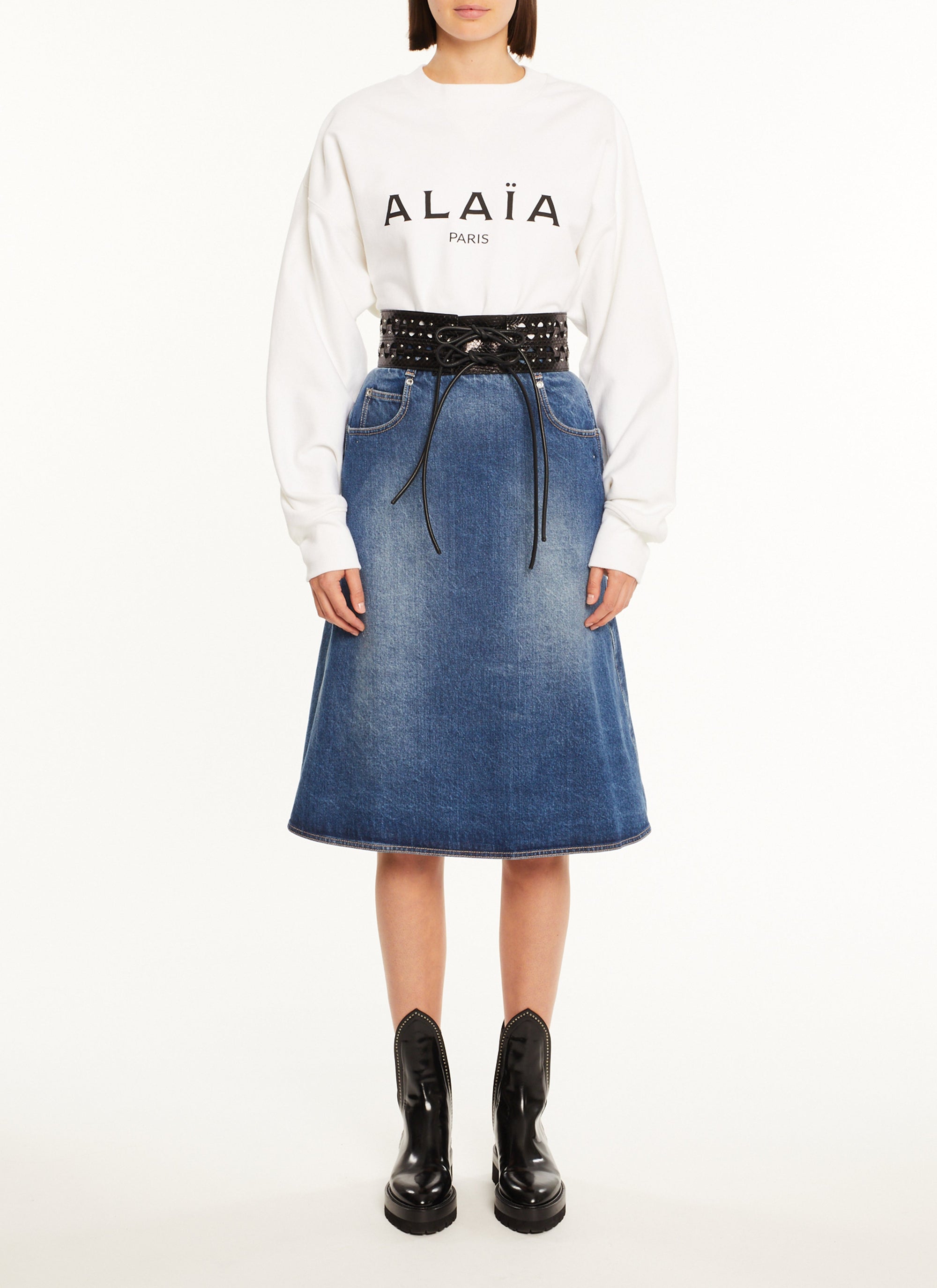 Logo sweatshirt Alaïa - Nude & White