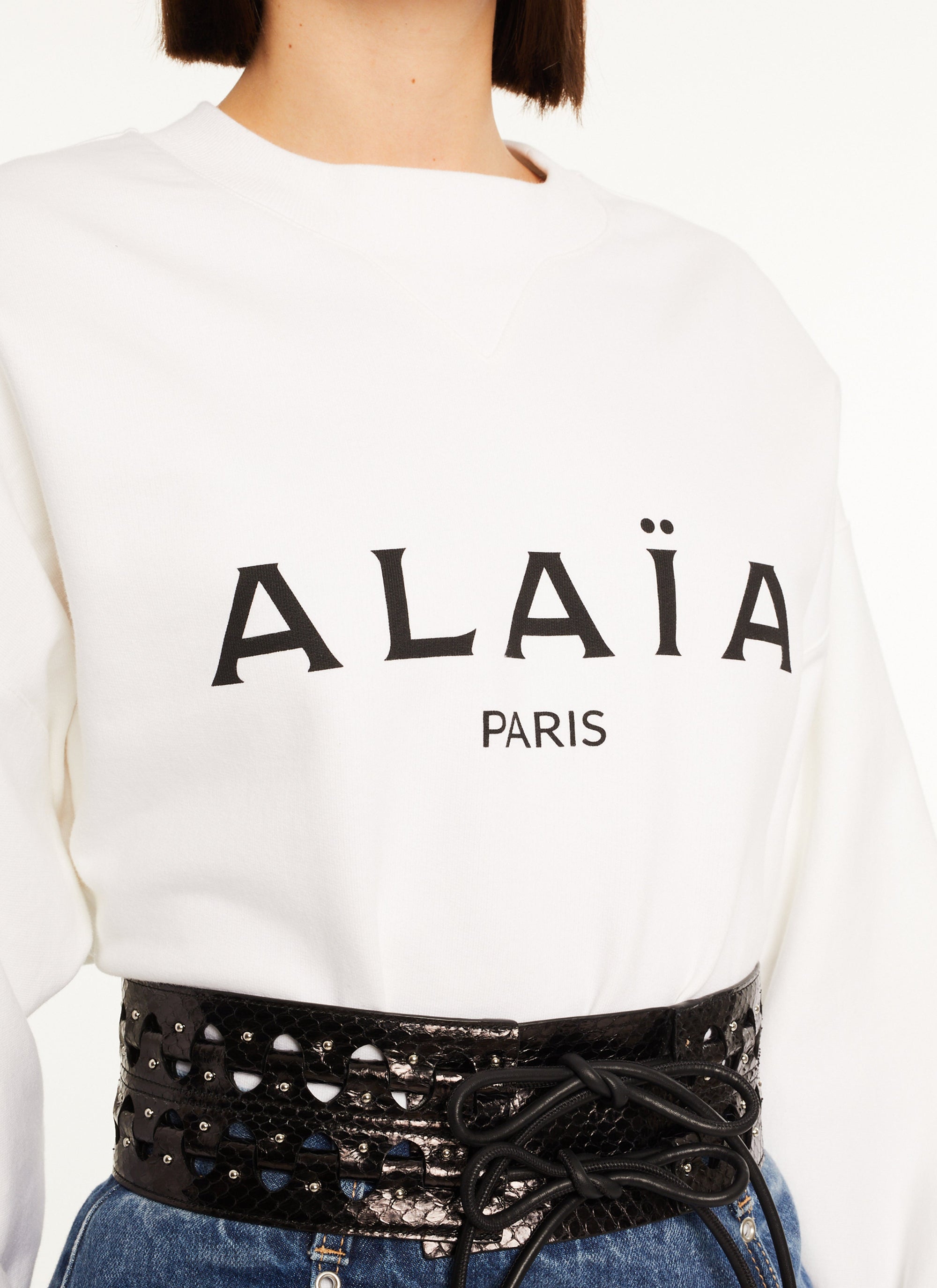 Sweat à logo Alaïa - Blanc & Noir
