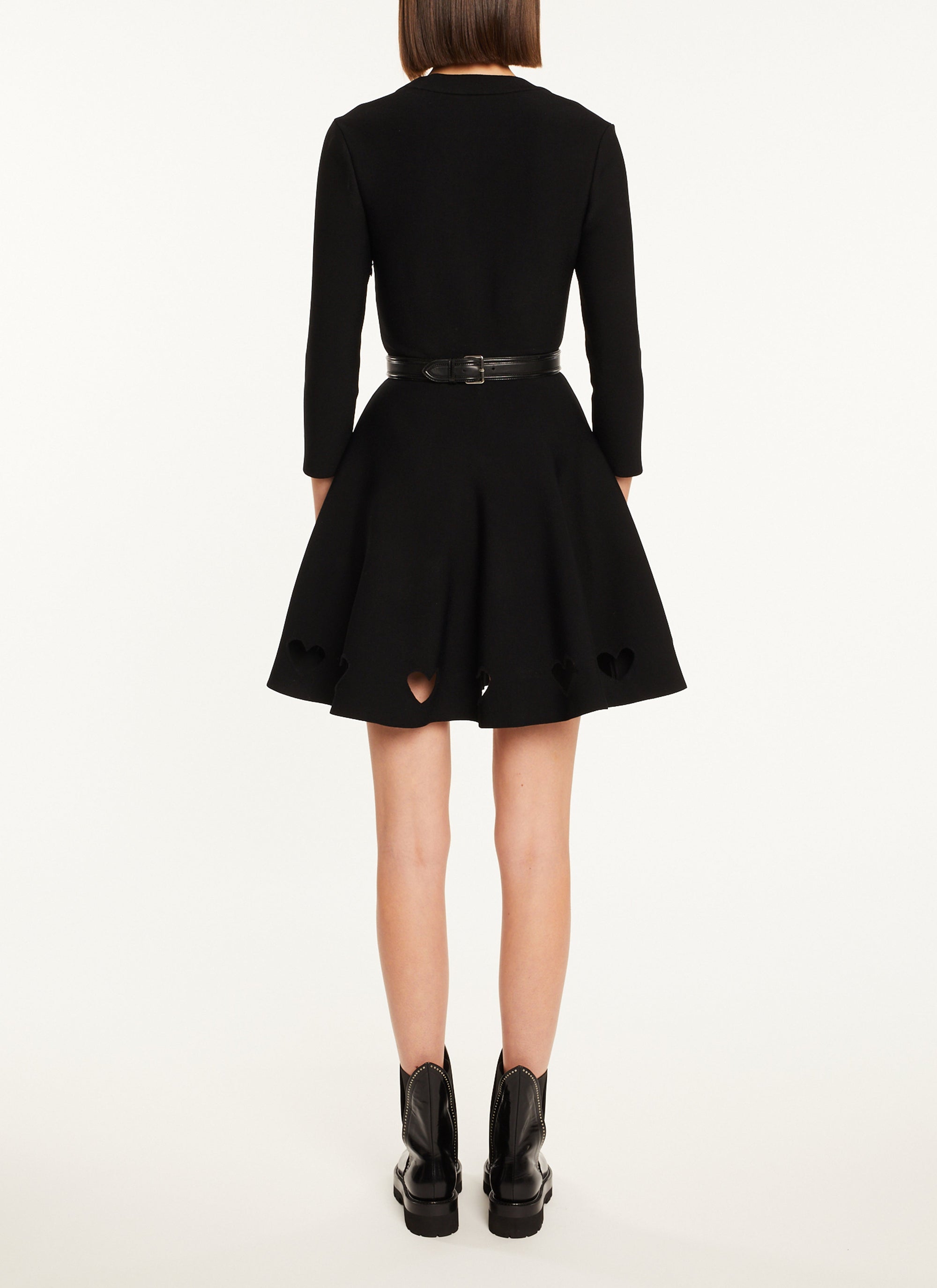 Short skater dress with heart-shaped cut-outs - Black Alaïa