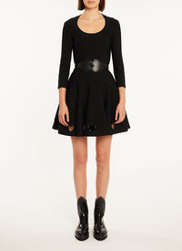 Short skater dress with heart-shaped cut-outs - Black Alaïa