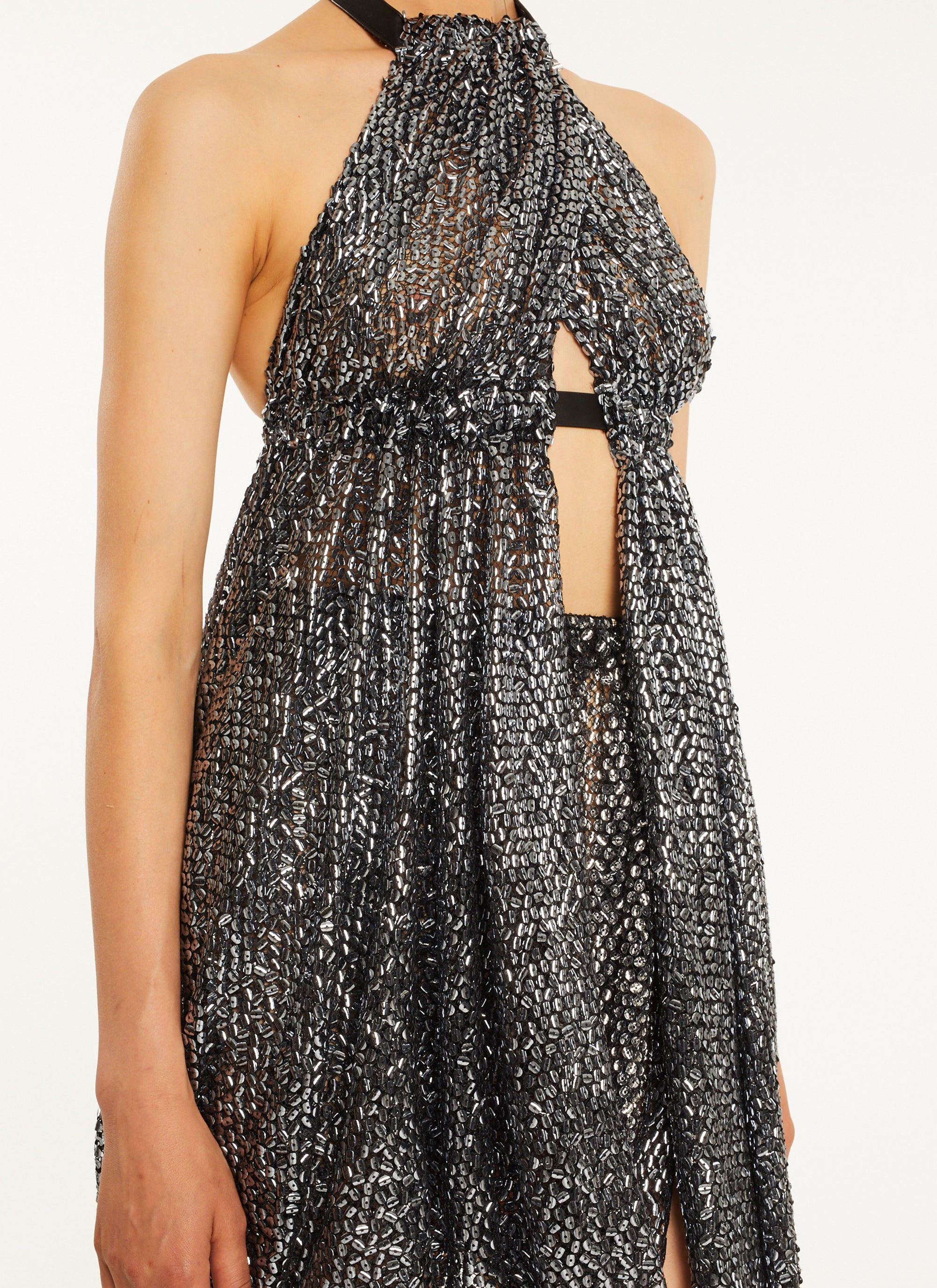 Metallic sequin goddess dress - Steel