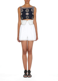Molukai sleeveless crop top - Midnight & Bordeaux