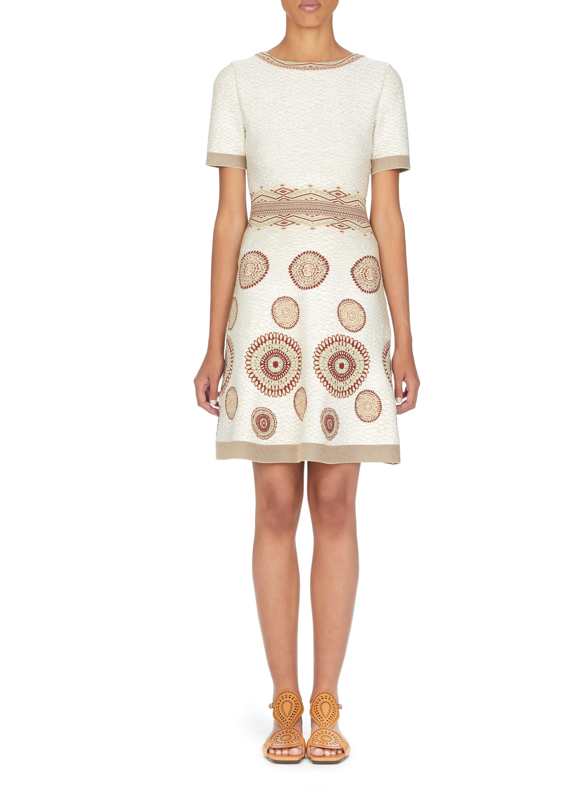 Round knitted flared dress - Midnight & Bordeaux