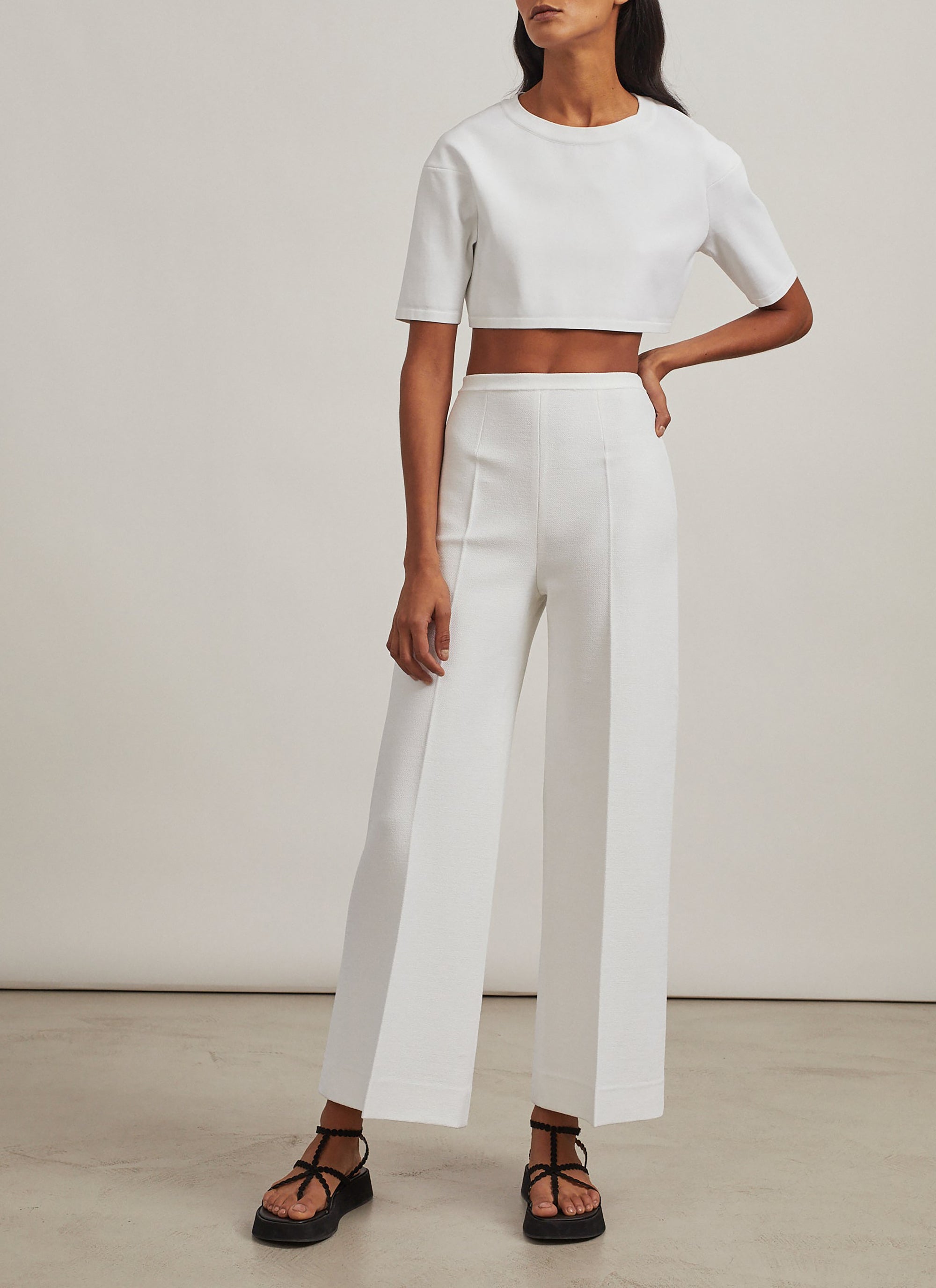 Pull court en maille - Blanc