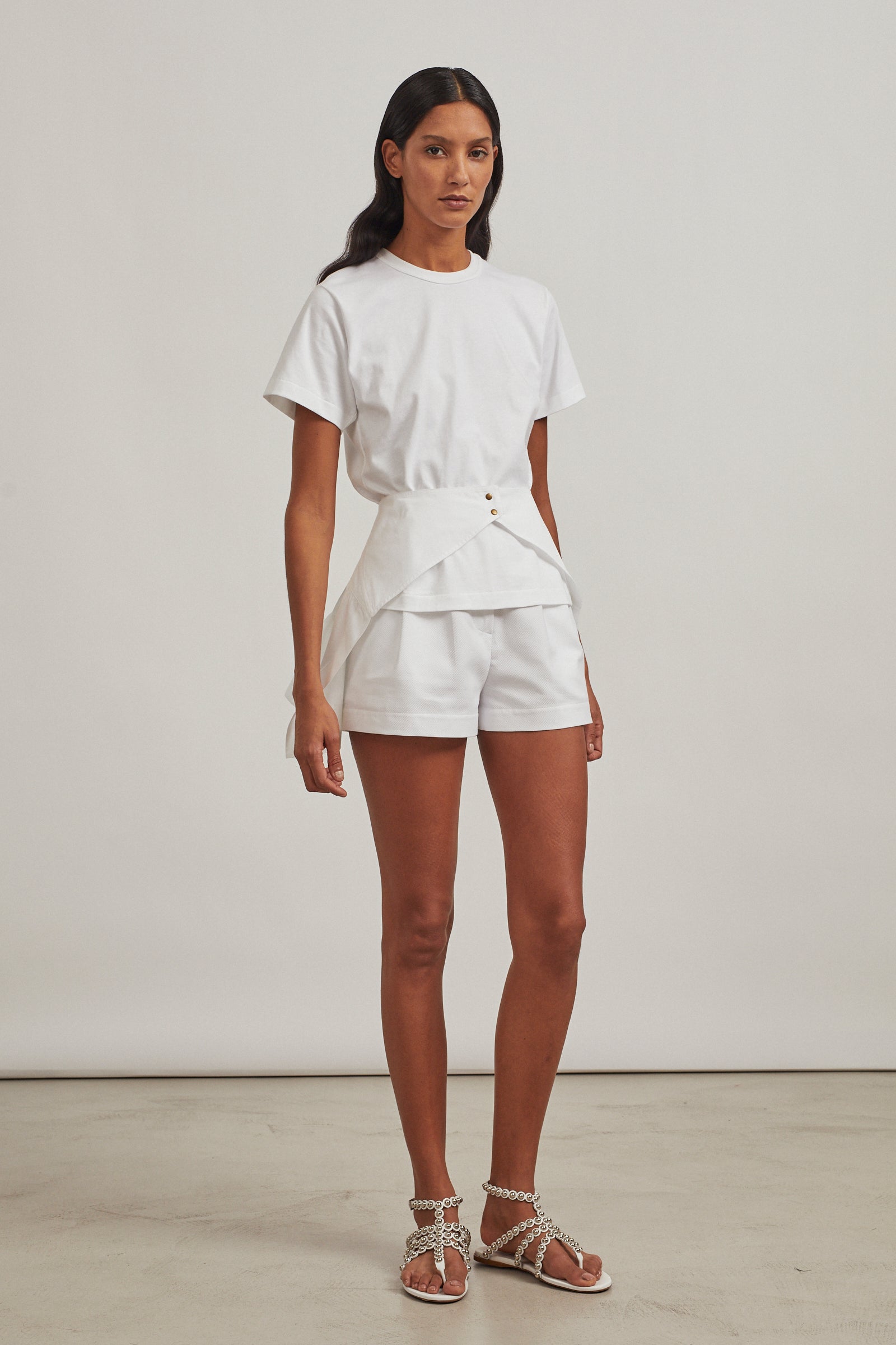Long structured T-shirt - White