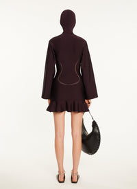 Long sleeved skater dress - Aubergine