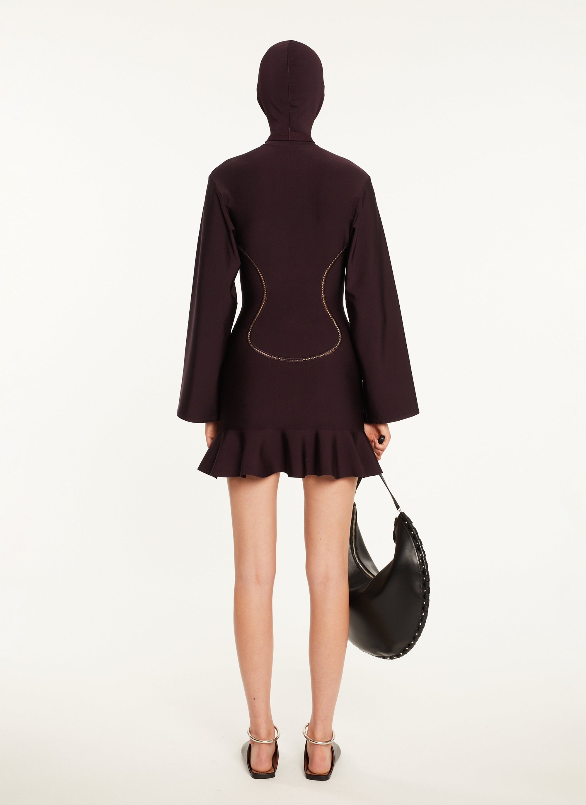 Long sleeved skater dress - Aubergine