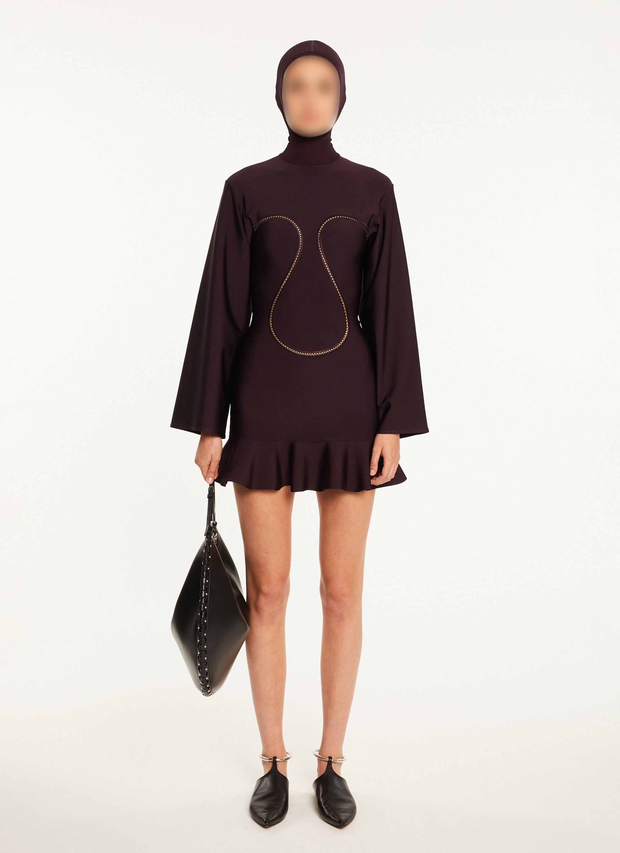 Long sleeved skater dress - Aubergine