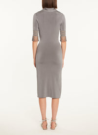 Robe mi-longue à col polo - Acier
