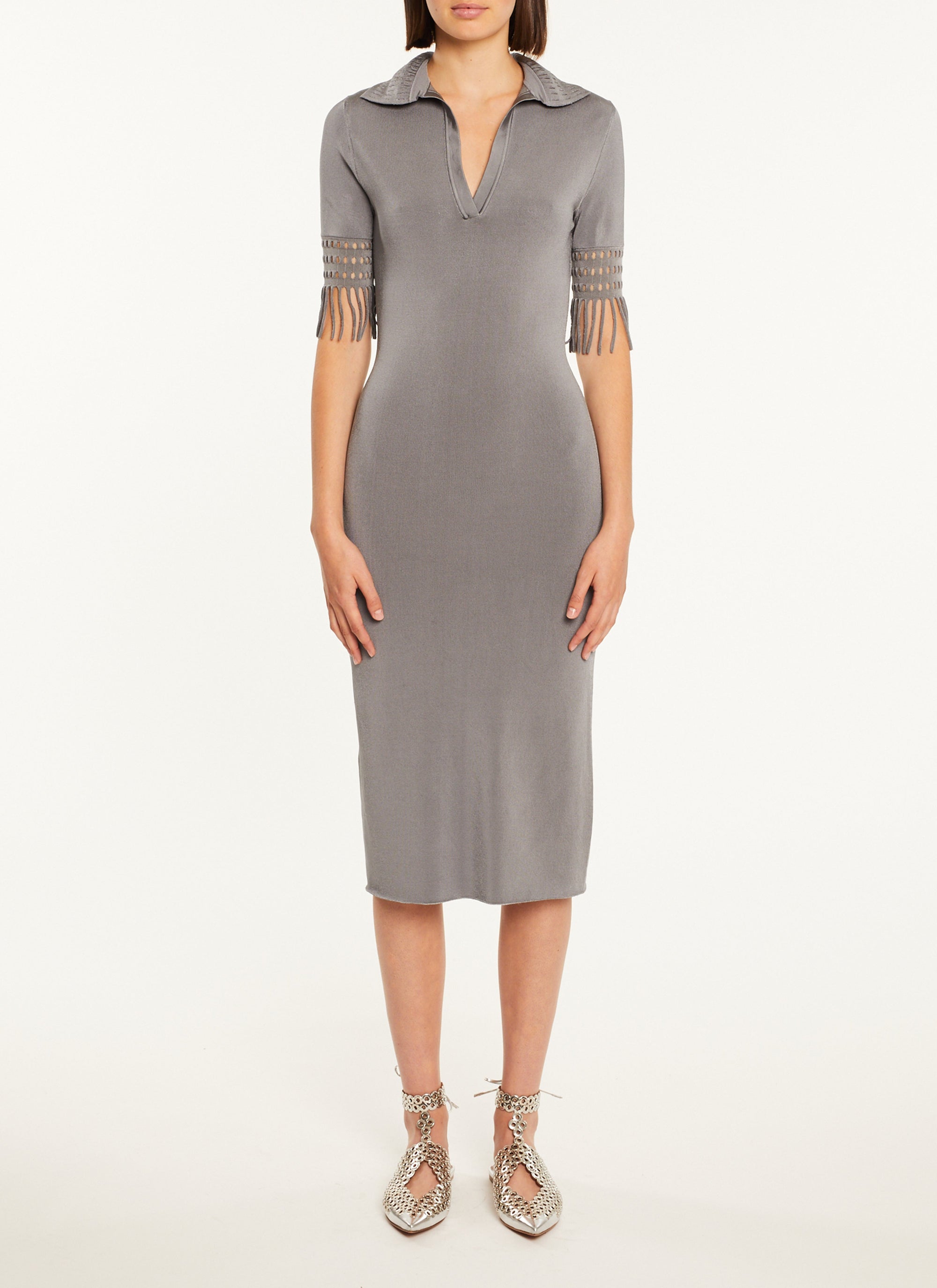 Polo neck midi-length dress - Navy
