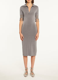 Robe mi-longue à col polo - Acier