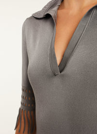Polo neck midi-length dress - Navy