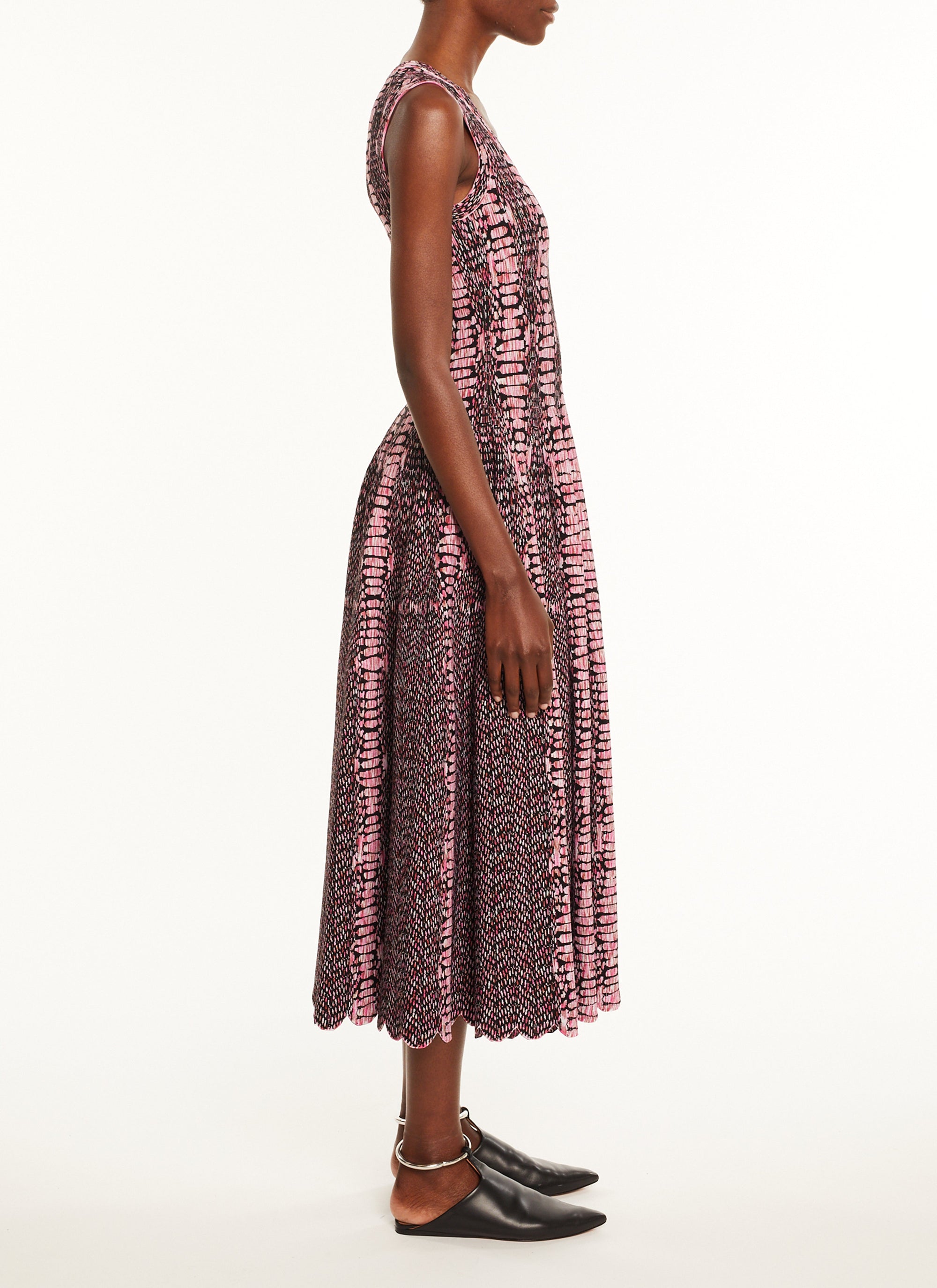 Robe longue sans manches - Noir & Rose