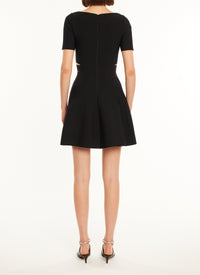 Robe évasée à manches courtes - Noir Alaïa