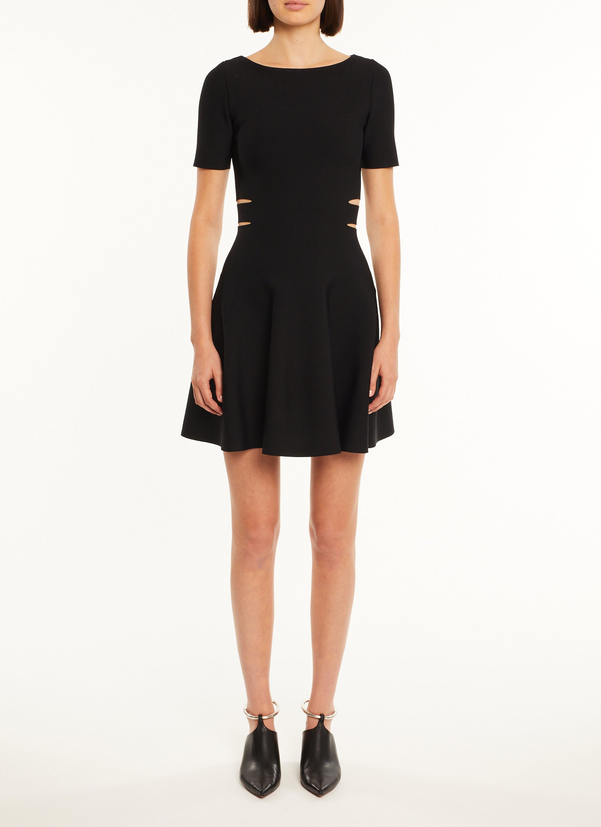 Robe évasée à manches courtes - Noir Alaïa