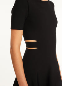 Robe évasée à manches courtes - Noir Alaïa