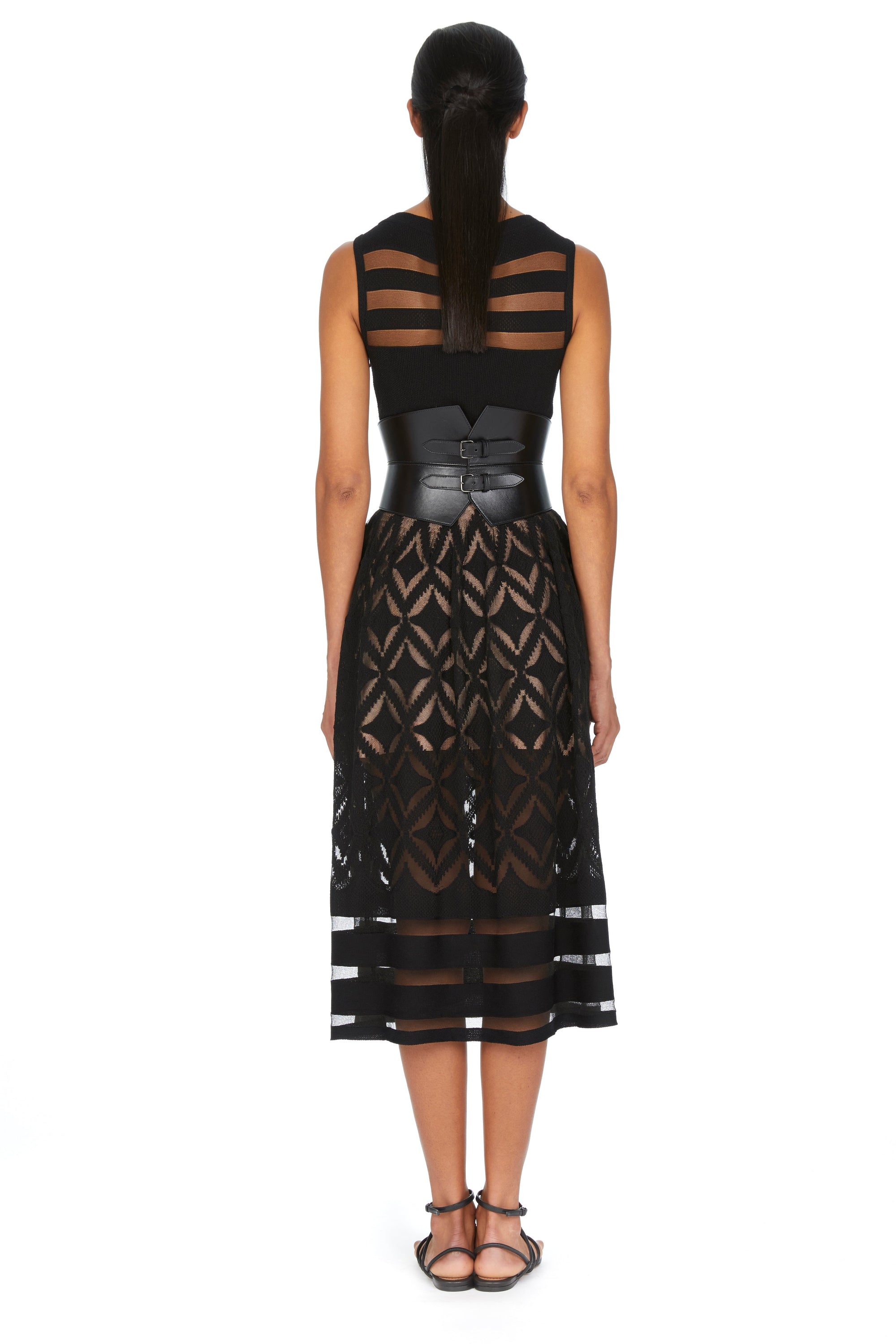 Robe longue sans manches Natte - Noir