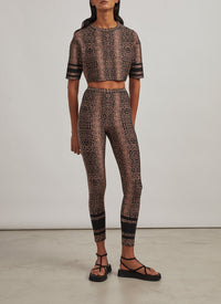 Animal Jacquard Knit Short Sweater - Black & Flesh