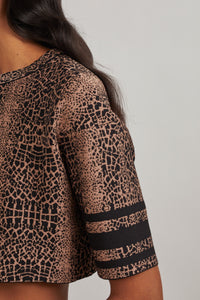Animal Jacquard Knit Short Sweater - Black & Flesh