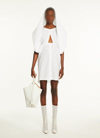 Robe à capuche boutonnée - Blanc