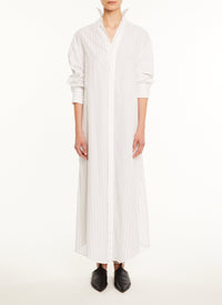 Plain Shirt Dress - White & Blue