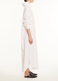 Plain Shirt Dress - White & Blue