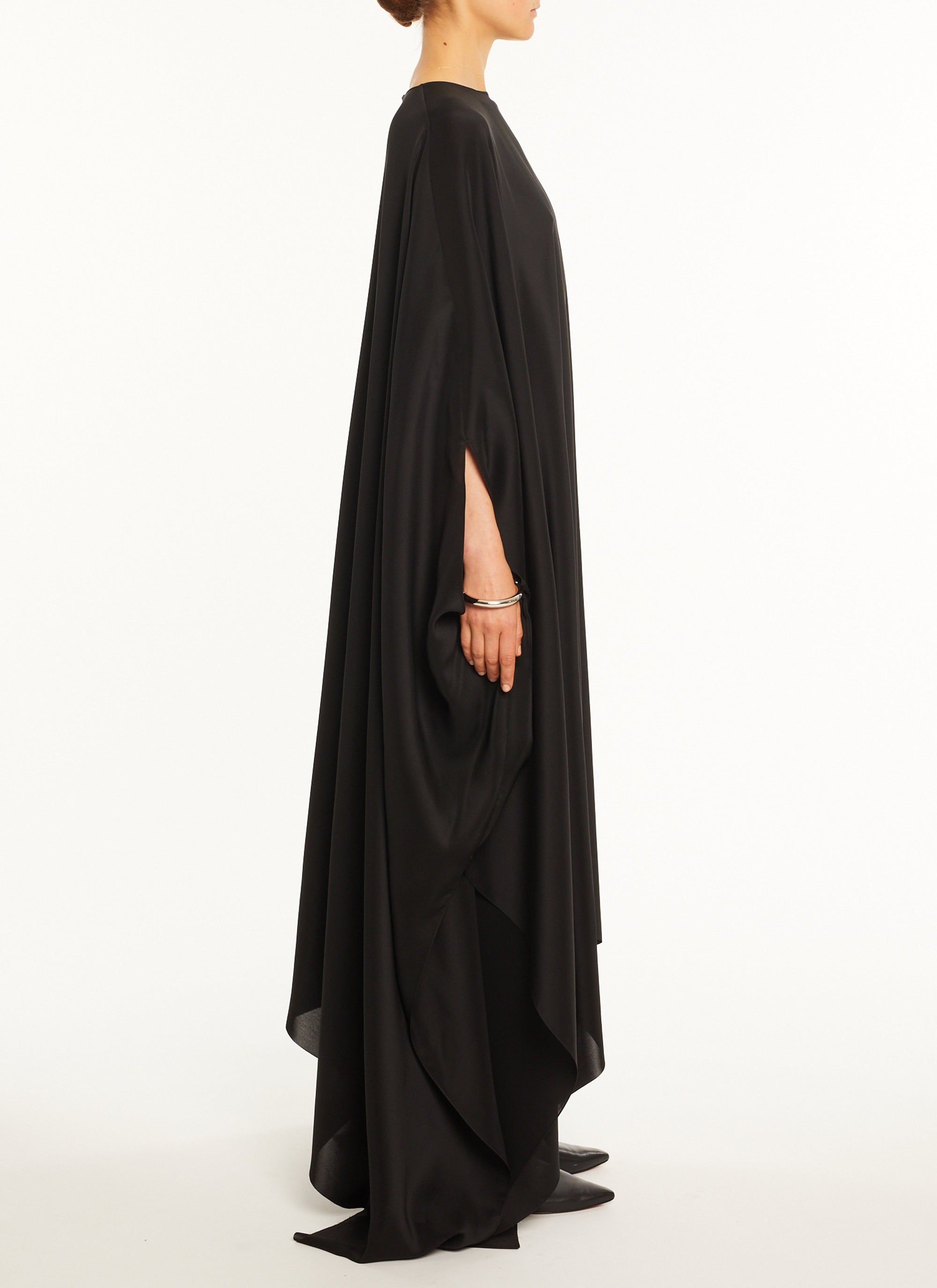 Robe kaftan en soie - Cognac