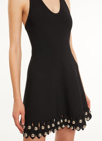 Robe échancrée en maille brodée - Noir Alaïa