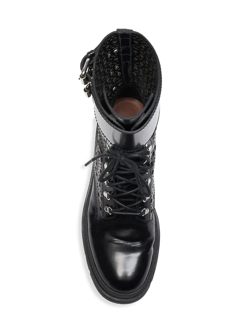 Ranger lace-up boots in leather - Intense Black