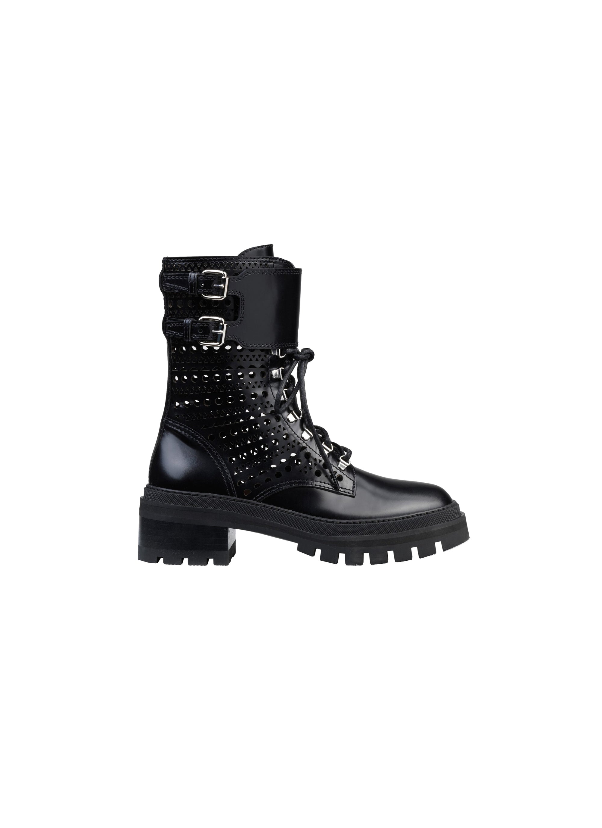 Ranger lace-up boots in leather - Intense Black