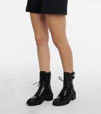 Ranger lace-up boots in leather - Intense Black