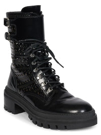 Ranger lace-up boots in leather - Intense Black
