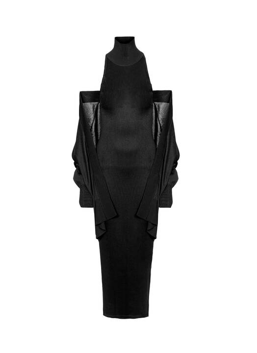 Long dress with long sleeves - Black Alaïa