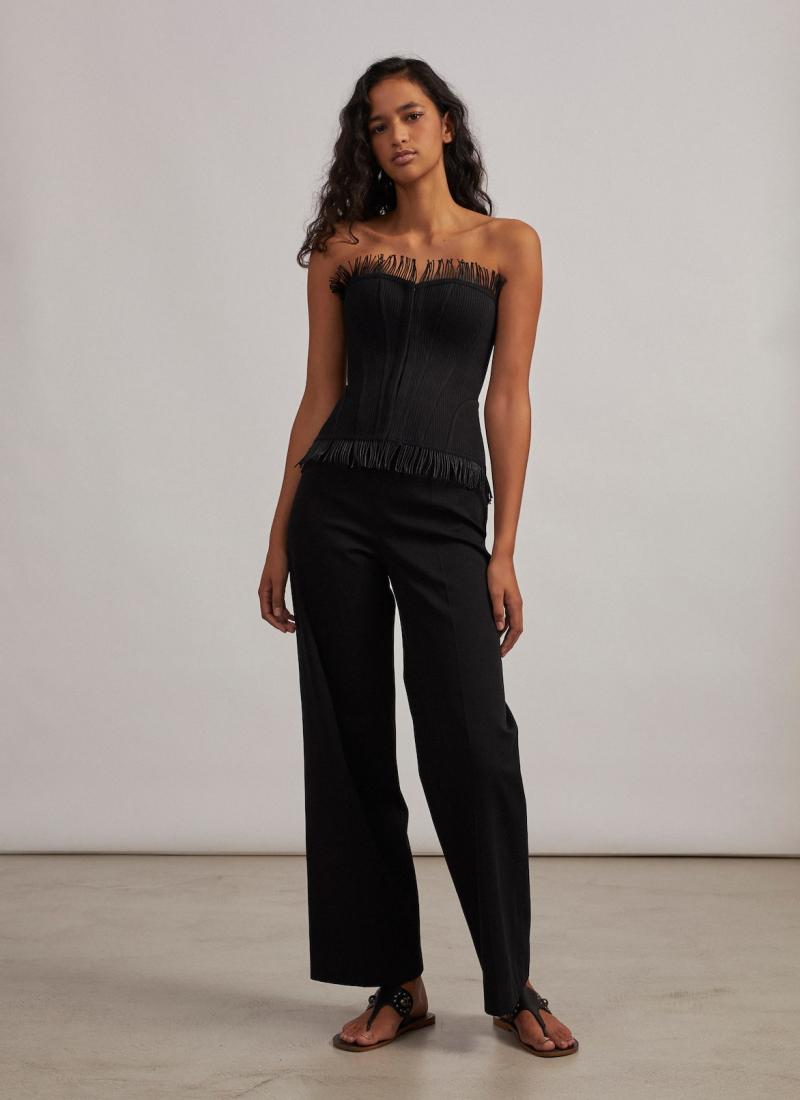 Pantalon à lacets en gabardine - Noir