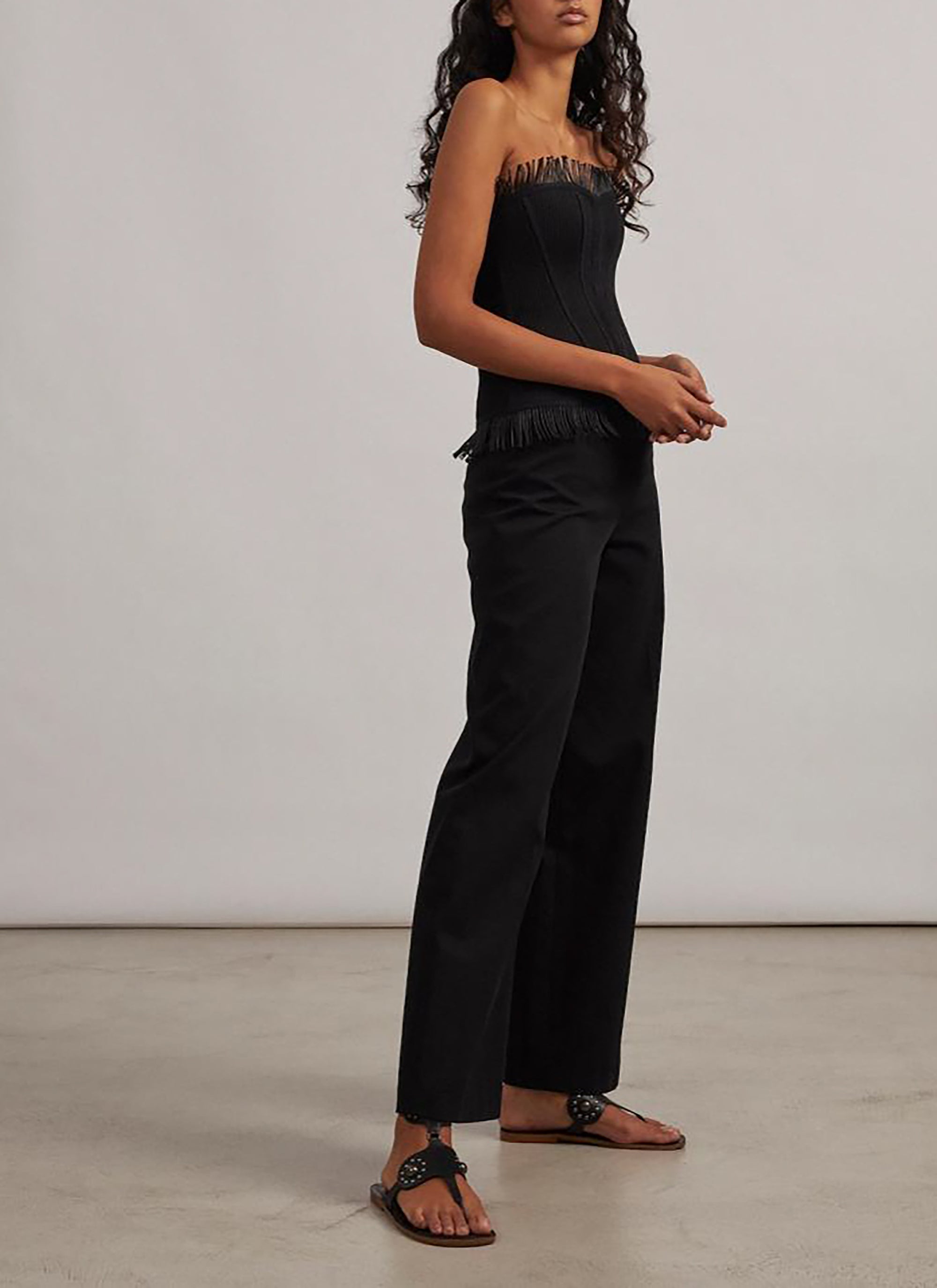 Pantalon à lacets en gabardine - Noir