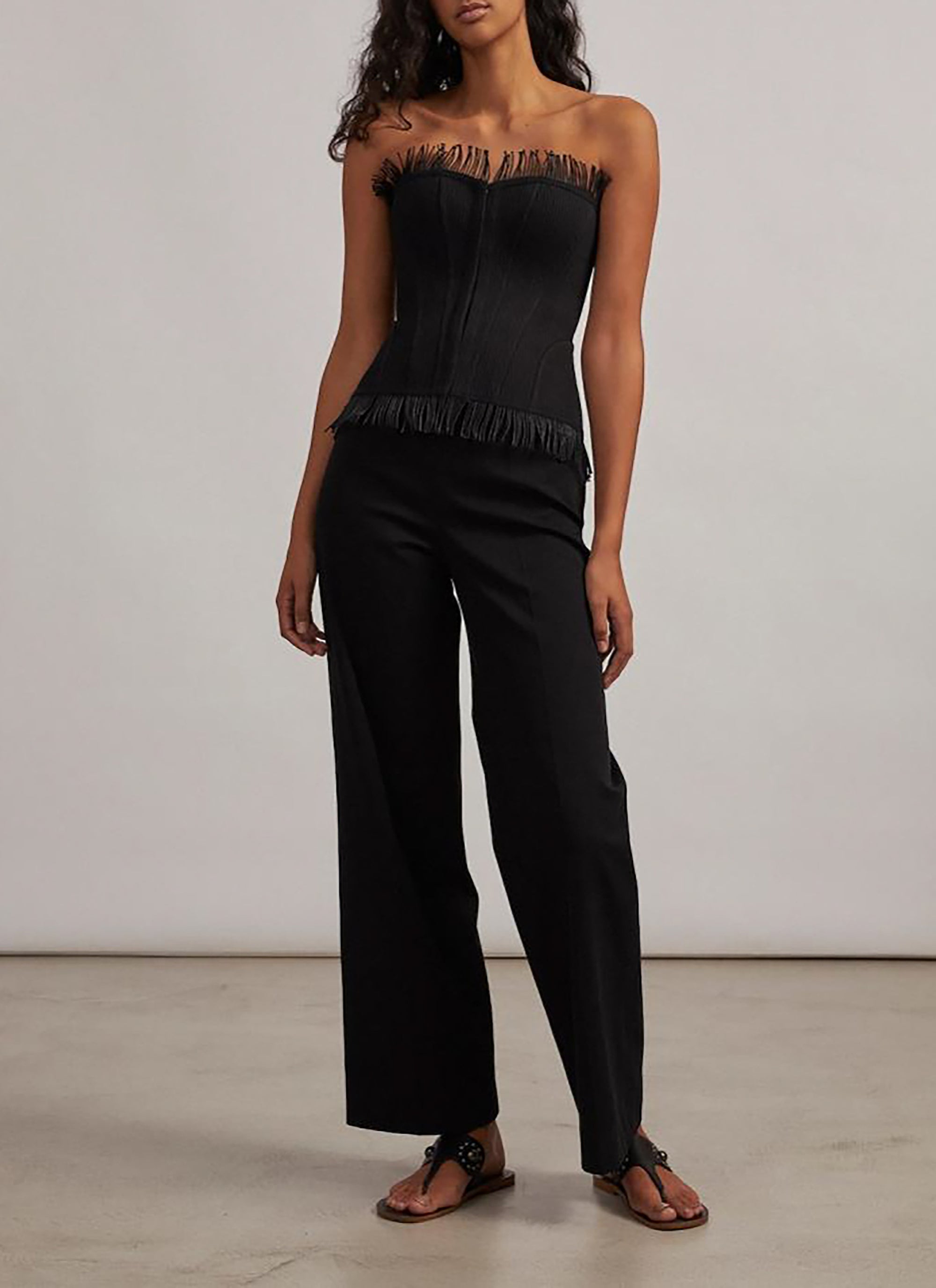 Pantalon à lacets en gabardine - Noir
