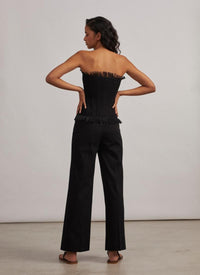 Pantalon à lacets en gabardine - Noir