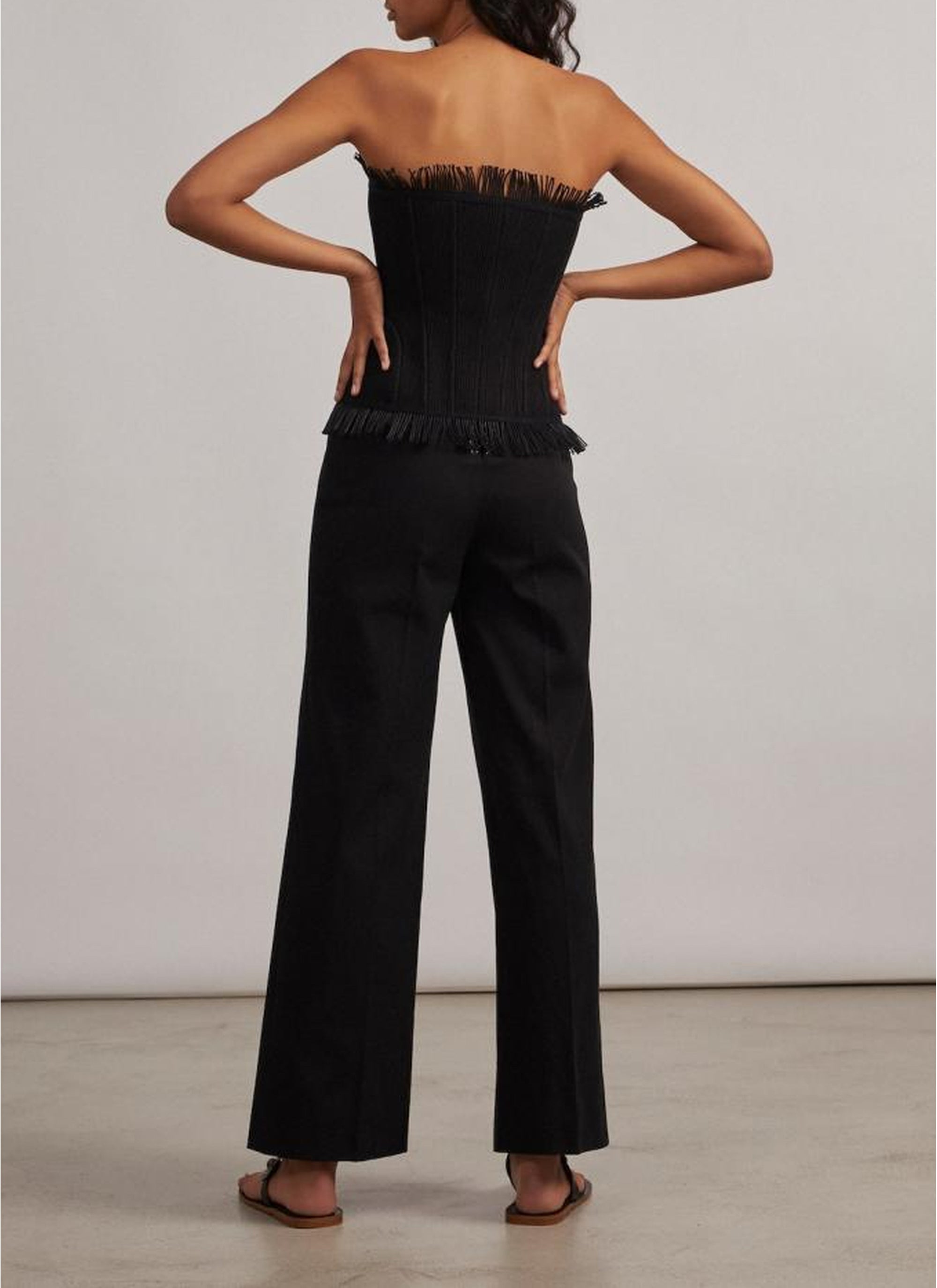 Lace-up gabardine trousers - Black