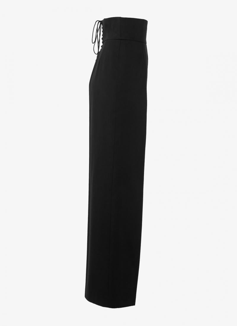 Pantalon à lacets en gabardine - Noir