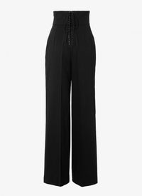 Pantalon à lacets en gabardine - Noir