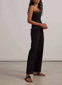 Lace-up gabardine trousers - Black