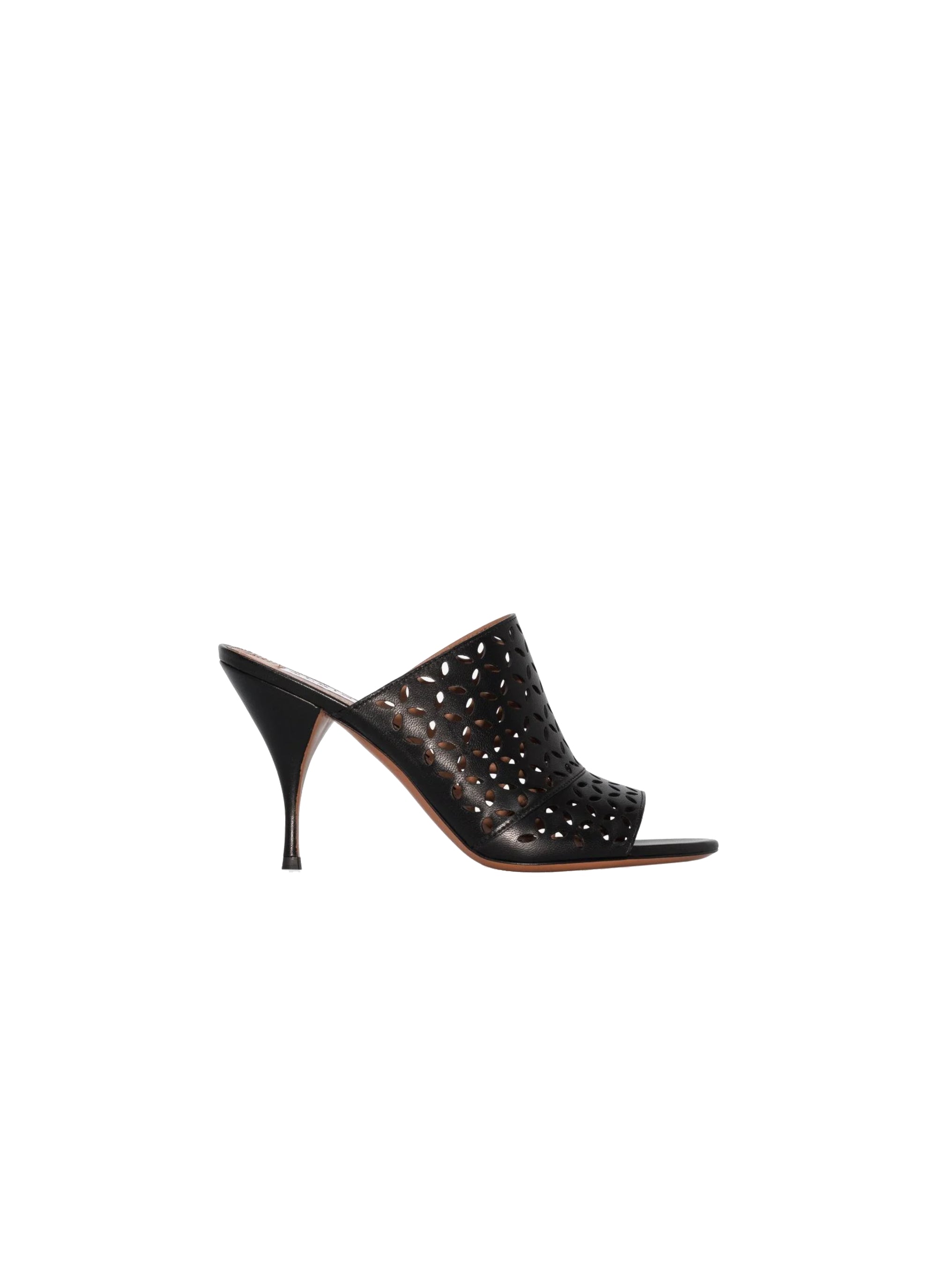 Escarpins 90 perforés à bout pointu en cuir - Noir