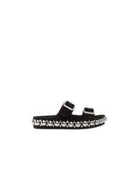 Sandales bombe platforme en cuir - Noir