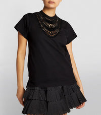 T-shirt à plastron ajouré - Noir
