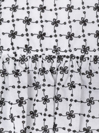 Short shirt with broderie anglaise - White & Black