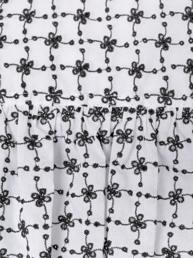 Short shirt with broderie anglaise - White & Black