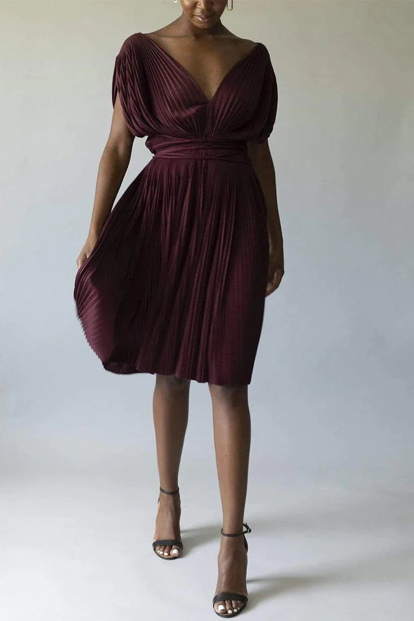 Robe courte drapée - Bordeaux