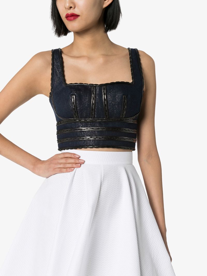 Short bustier in denim - Silver